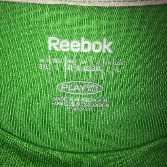 Reebok Pullover Adult Large Mens Green Short Sleeve Moisture Wicking T-Shirt - Picture 3 of 7